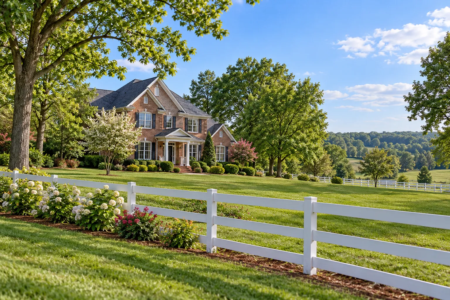 Ilustración residencial generada con IA e inspirada en Weddington, Carolina del Norte